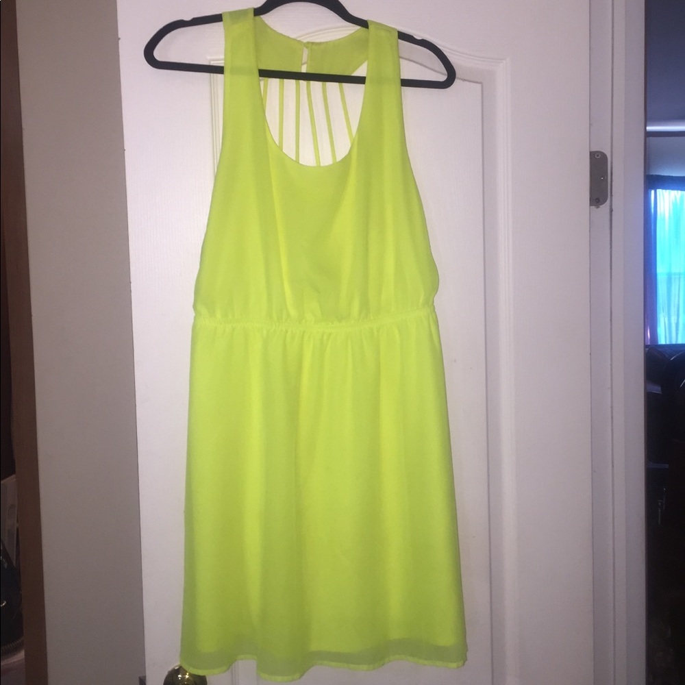 Adorable flowy neon dress for summer